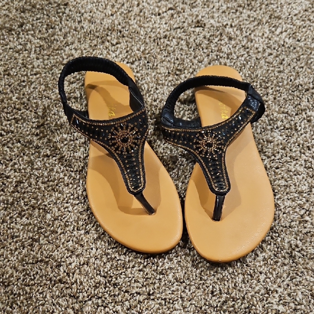 Elegant Black and Tan Women's Sandals
